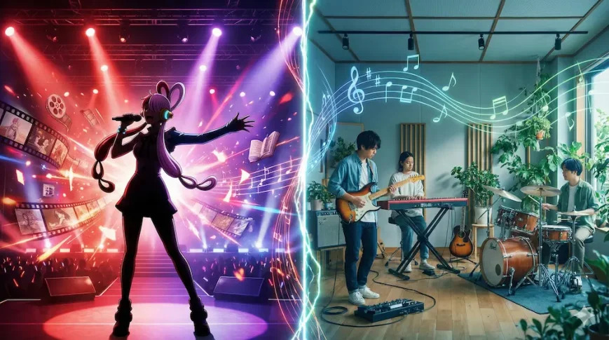 Ado版の物語性とミセス版の音楽性の違いを比較したイメージ