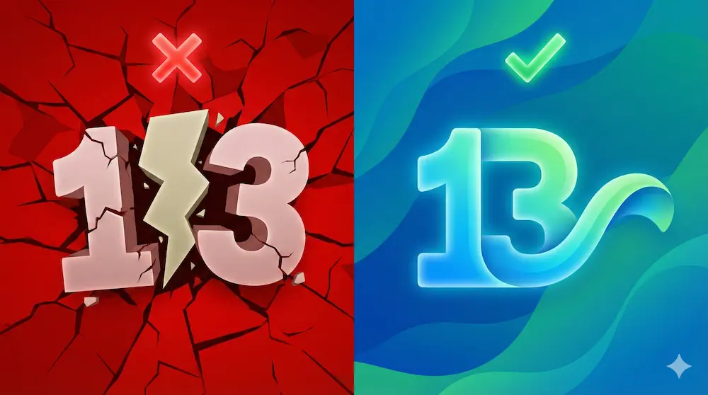 13rdが誤りで13thが正解であることを示すイメージ画像