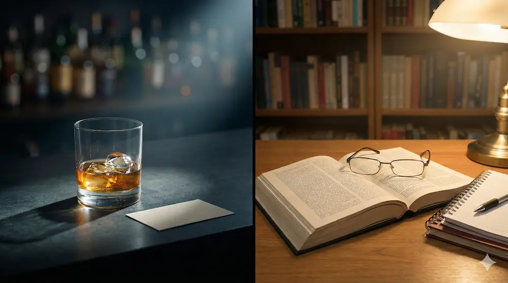 文章による心理描写と映像による象徴的な演出の違いを対比させたイメージ画像