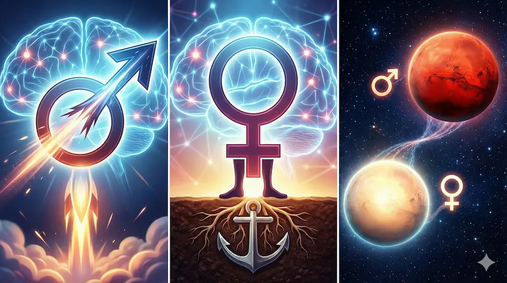 男女記号を直感的に思い出すための3つの覚え方を表現したイメージ図