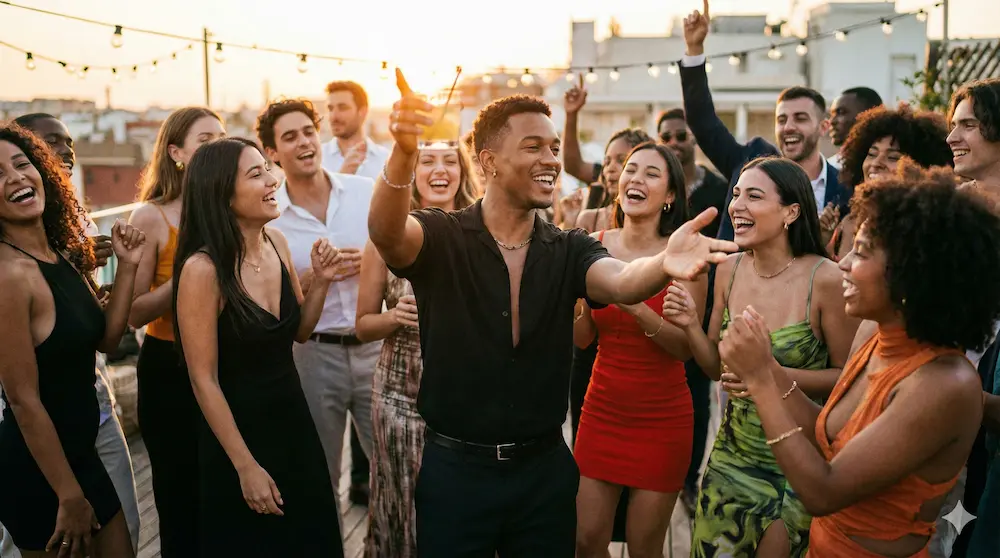 大勢で楽しむ社交的なシーンを切り取ったイメージ画像