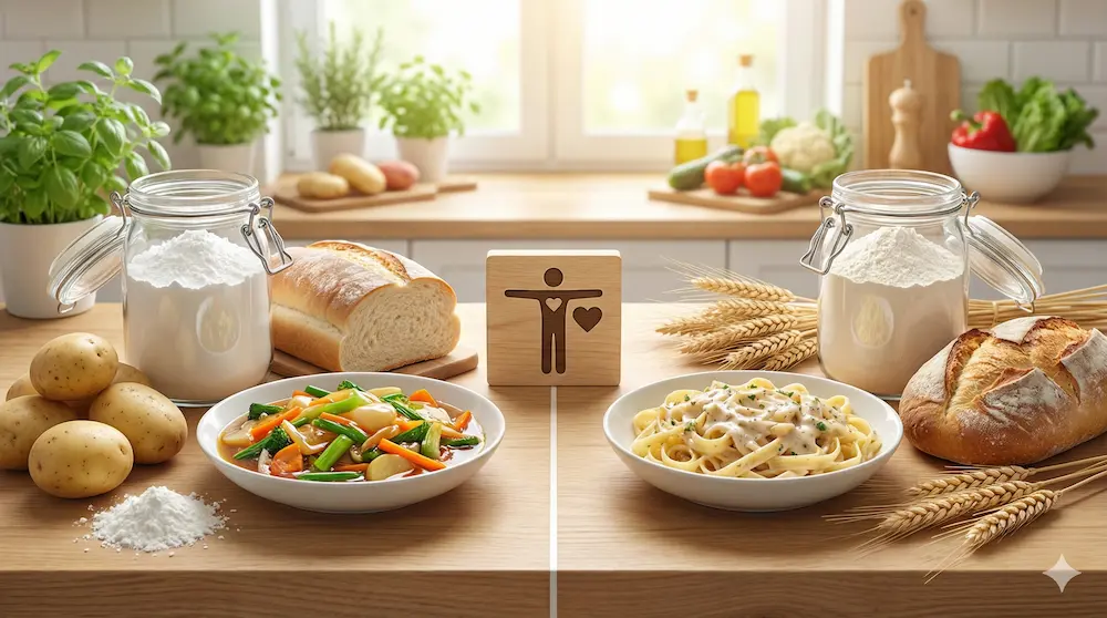 健康面や体質に合わせた粉の選び方を表現したイメージ画像