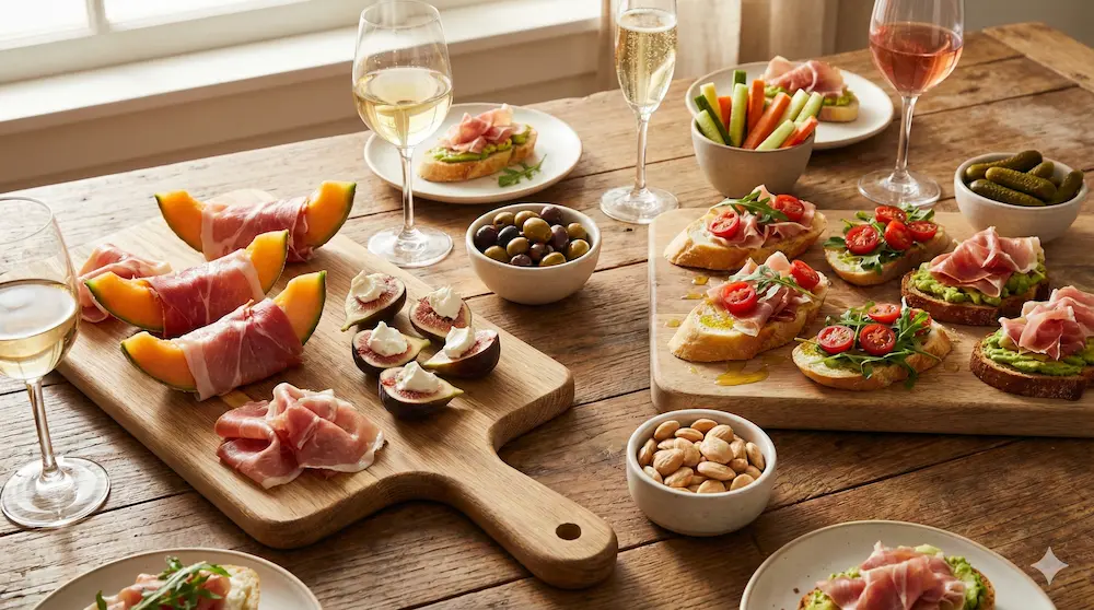 自宅で楽しむ生ハムおつまみを表現したイメージ画像
