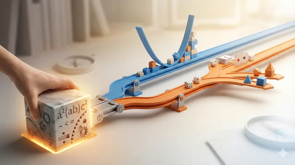 数学Iと数学Aの効率的な学習順序を表現したイメージ画像