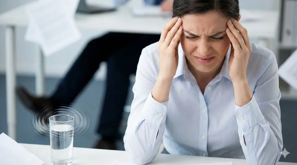 繰り返される振動に強いストレスを感じている人のイメージ画像