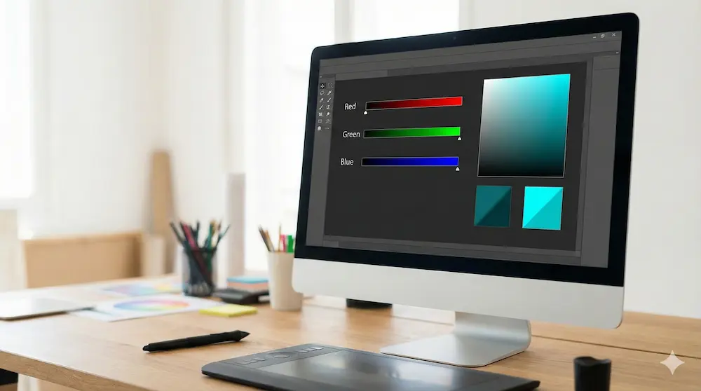 RGB数値を微調整して理想の色を作る過程を説明するイメージ画像