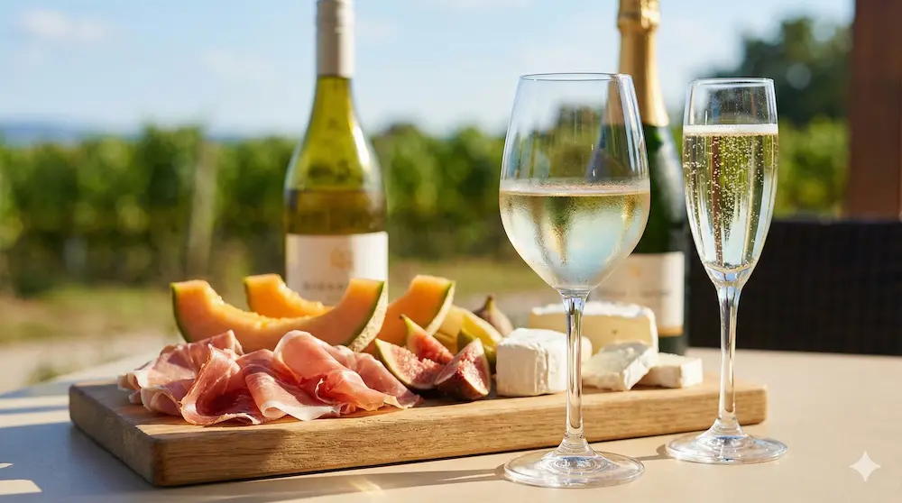生ハムに合う白ワインとスパークリングのイメージ画像