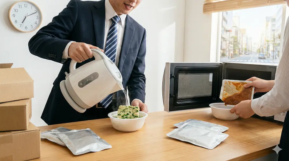 忙しい朝に便利なフリーズドライの七草粥を説明するイメージ画像