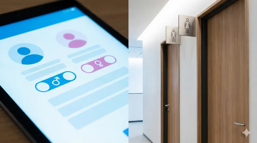 M/F(男性・女性)表記の使い分けと注意点を説明するイメージ画像