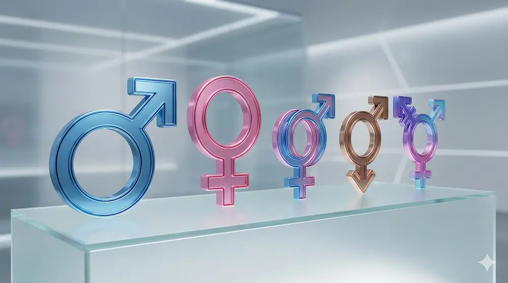 多様な性別記号や関連マークを一覧で比較・整理したイメージ画像