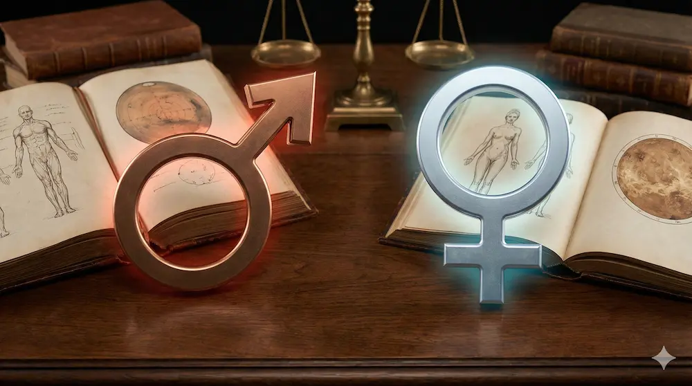 ♂(男性)と♀(女性)の記号が持つ基本的な意味を示すイメージ画像