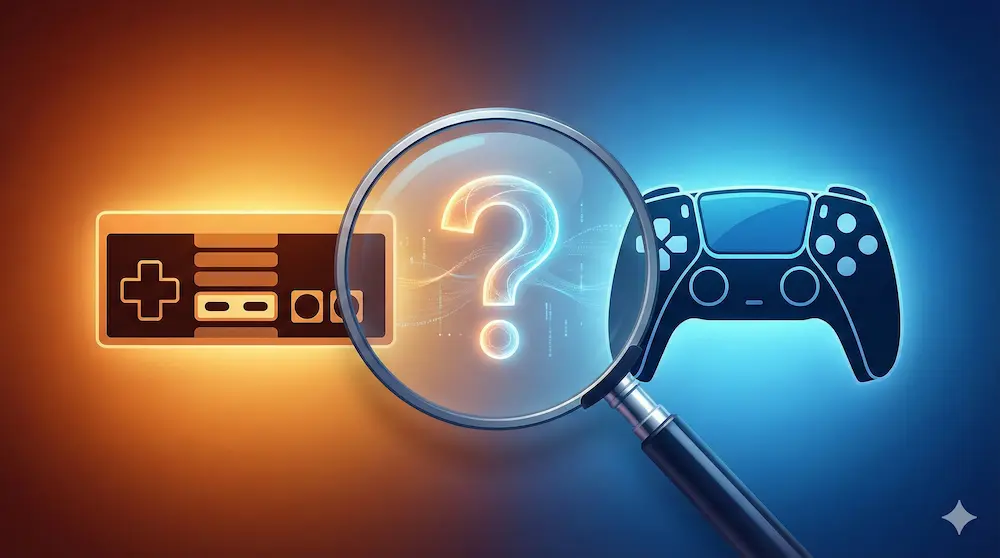 新作が特定ハード専用かを検証する様子を描いたイメージ画像