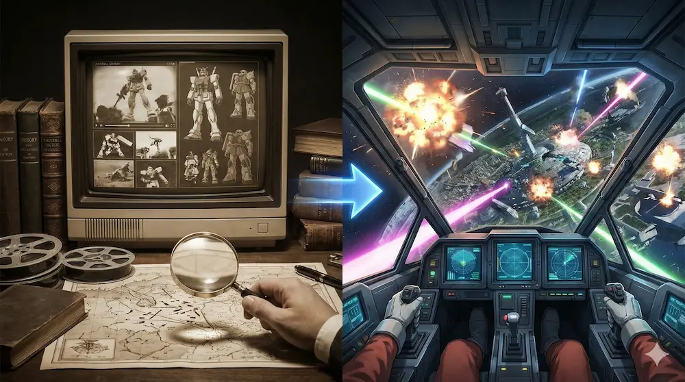 宇宙世紀の歴史ドラマと重厚な機体群を表現したイメージ画像