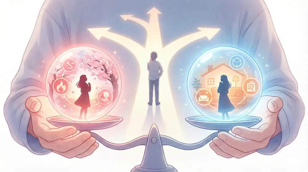 美咲派か莉々奈派か読者の価値観を問いかけるイメージ画像