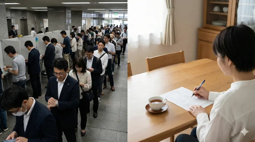 自宅などの落ち着いた環境で宣誓書を記入するイメージ画像