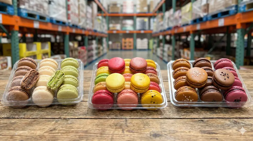 コストコで扱われるマカロン3ブランドを比較したイメージ画像