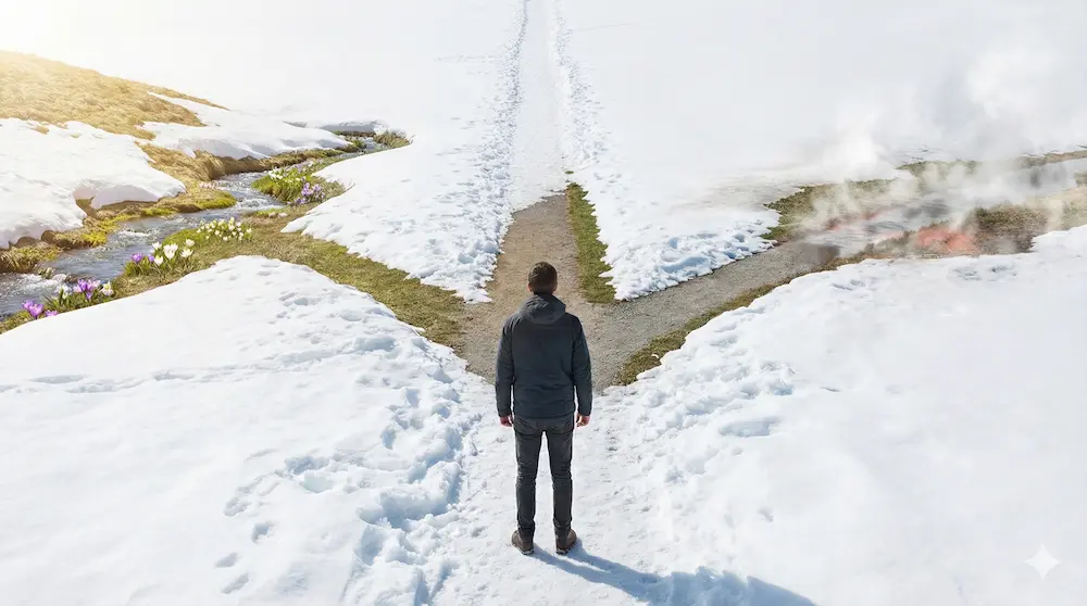 適切な漢字の使い分けに迷う様子を道標で表したイメージ画像