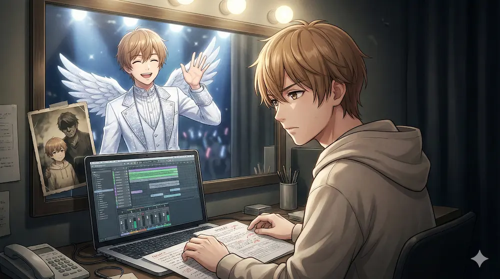 石橋ナツキの愛らしさと裏にある冷静さを表現したイラスト