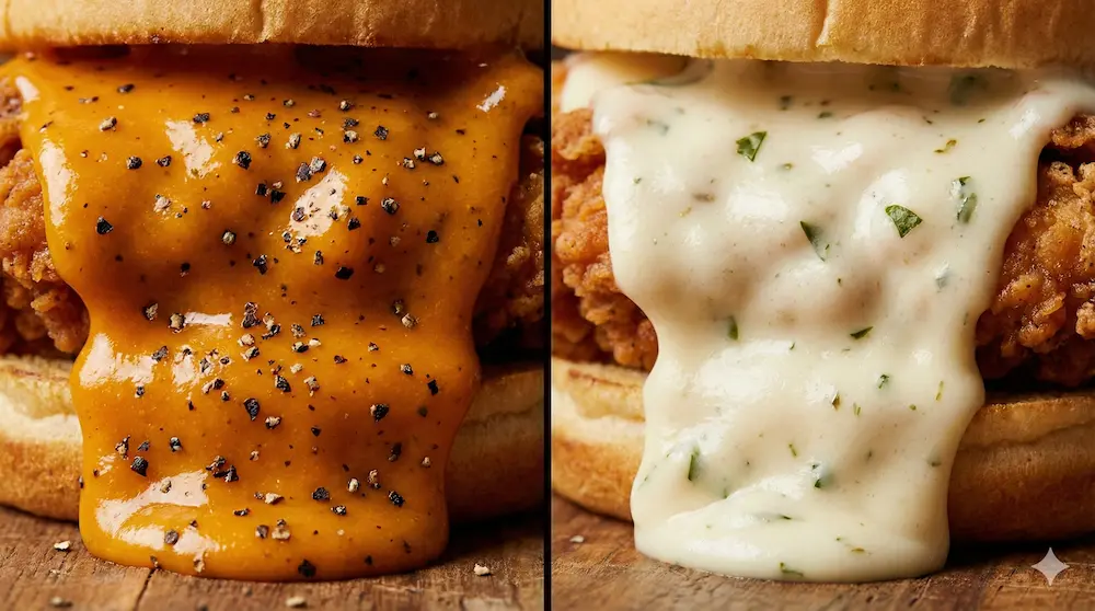 2種類のソースの質感と特徴を対比させたイメージ画像