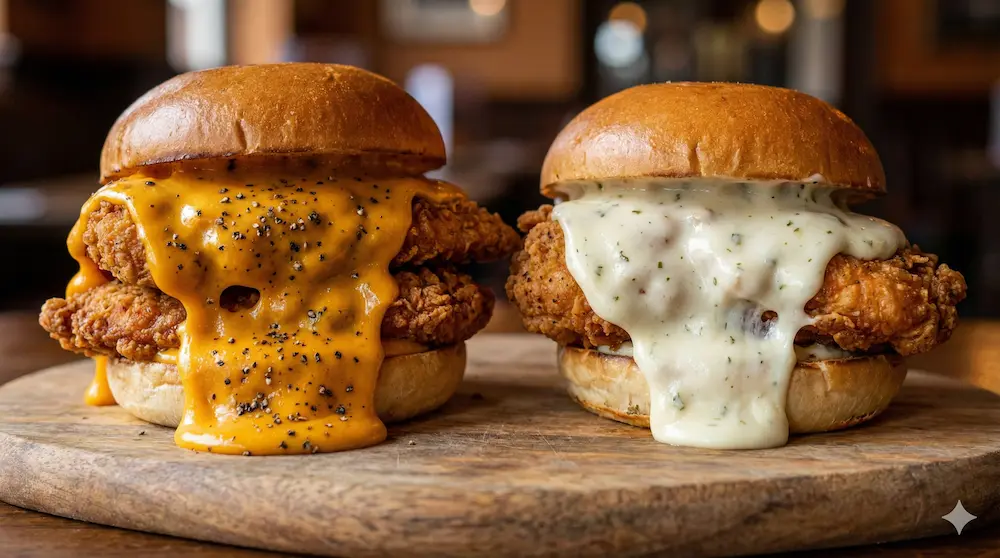 チェダーとモッツァレラの味の違いを比較するイメージ画像