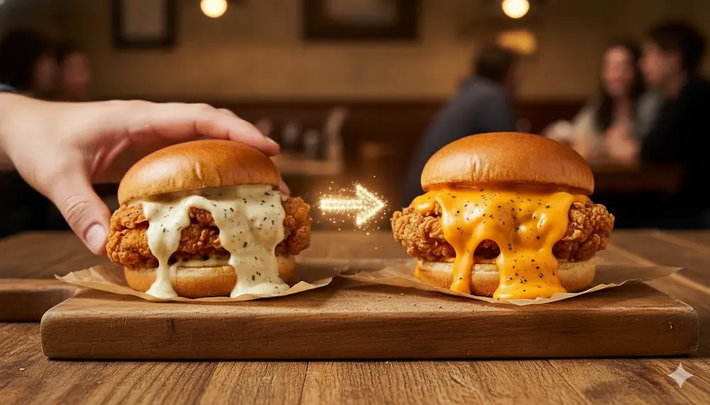 モッツァレラからチェダーへの食べ比べ順序を示す画像