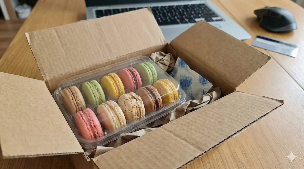 オンライン注文時の梱包や配送状態を説明するイメージ画像