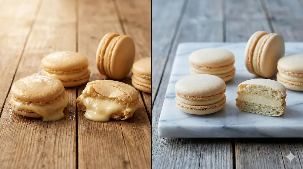 温度変化によるマカロンの状態変化を説明するイメージ画像