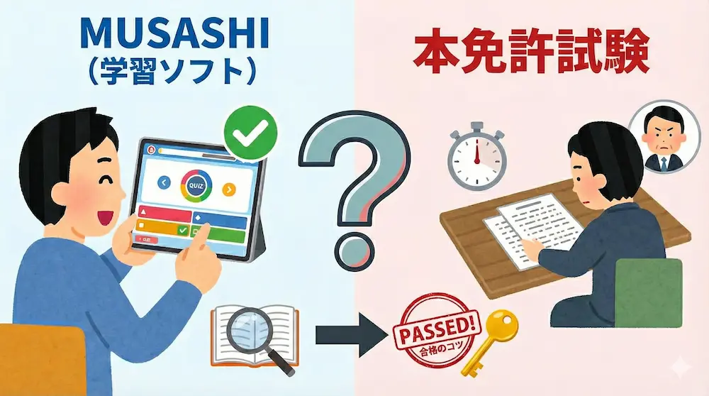 ムサシと本免試験はどっちが難しい？結論と一発合格する学習のコツ