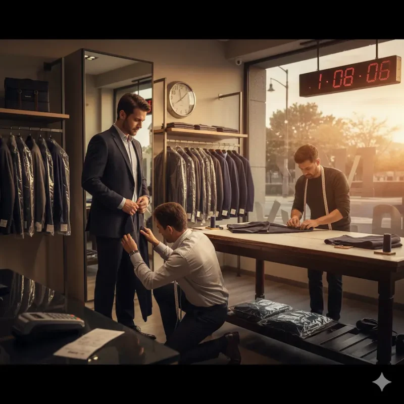 礼服を当日購入して裾上げなどのお直しを行うイメージ画像