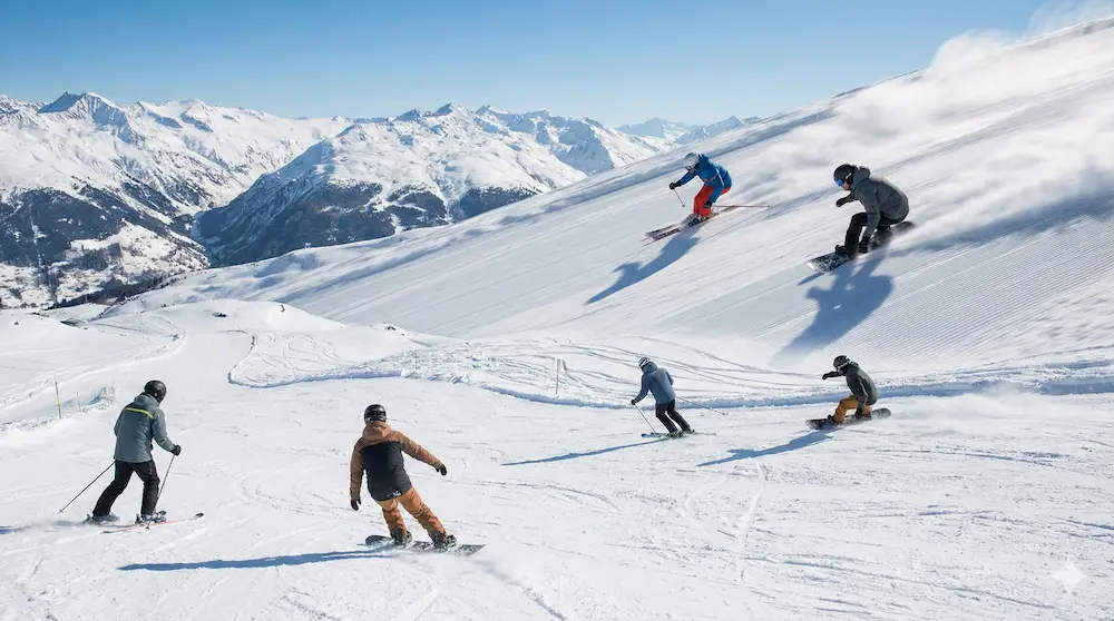 ゲレンデを滑走する人々の平均速度を表現したイメージ画像