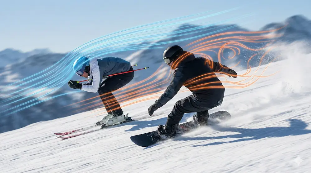 空力や摩擦などの物理的な速度差を説明するイメージ画像