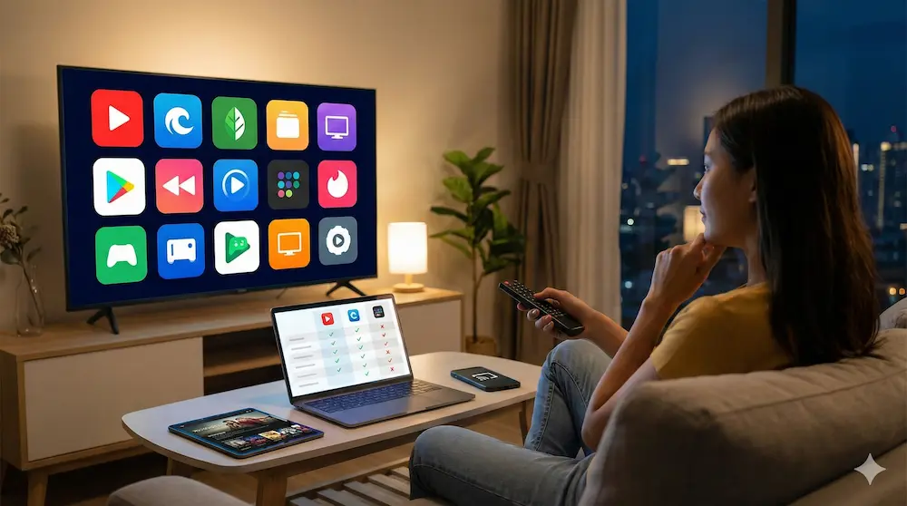 複数の配信サービスを比較検討する様子を表現したイメージ画像