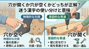 穴が開くか穴が空くかどっちが正解？迷う漢字の使い分けと意味