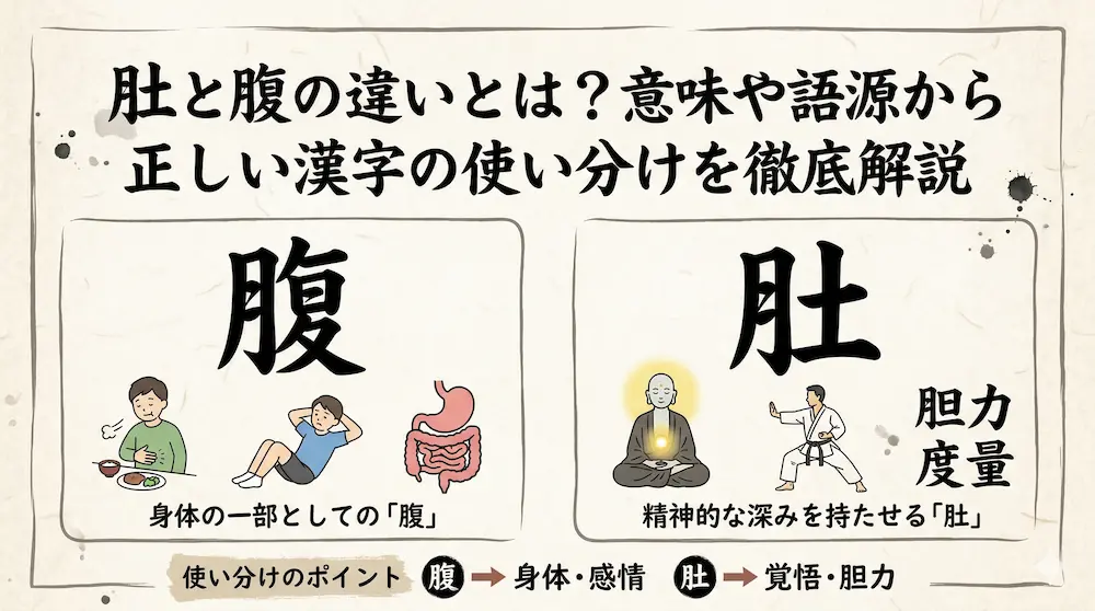 肚と腹の違いとは？意味や語源から正しい漢字の使い分けを徹底解説
