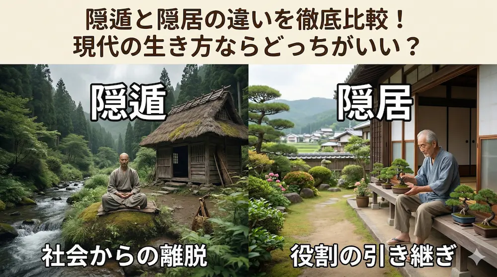 隠遁と隠居の違いを徹底比較！現代の生き方ならどっちがいい？