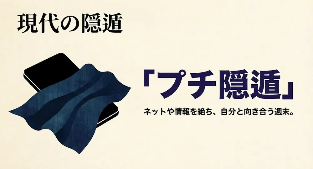 現代の隠遁。ネットや情報を絶ち、自分と向き合う週末の「プチ隠遁」のイメージ