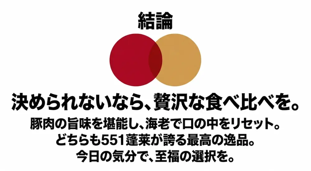決められないなら贅沢な食べ比べをおすすめする、551蓬莱の焼売と海老焼売の結論