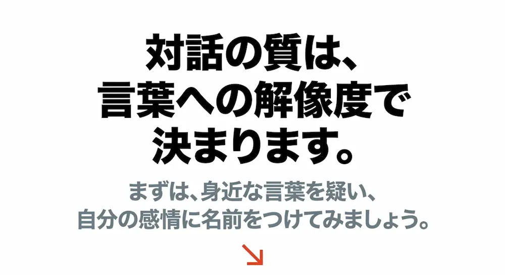 対話の質は言葉への解像度で決まるというメッセージ